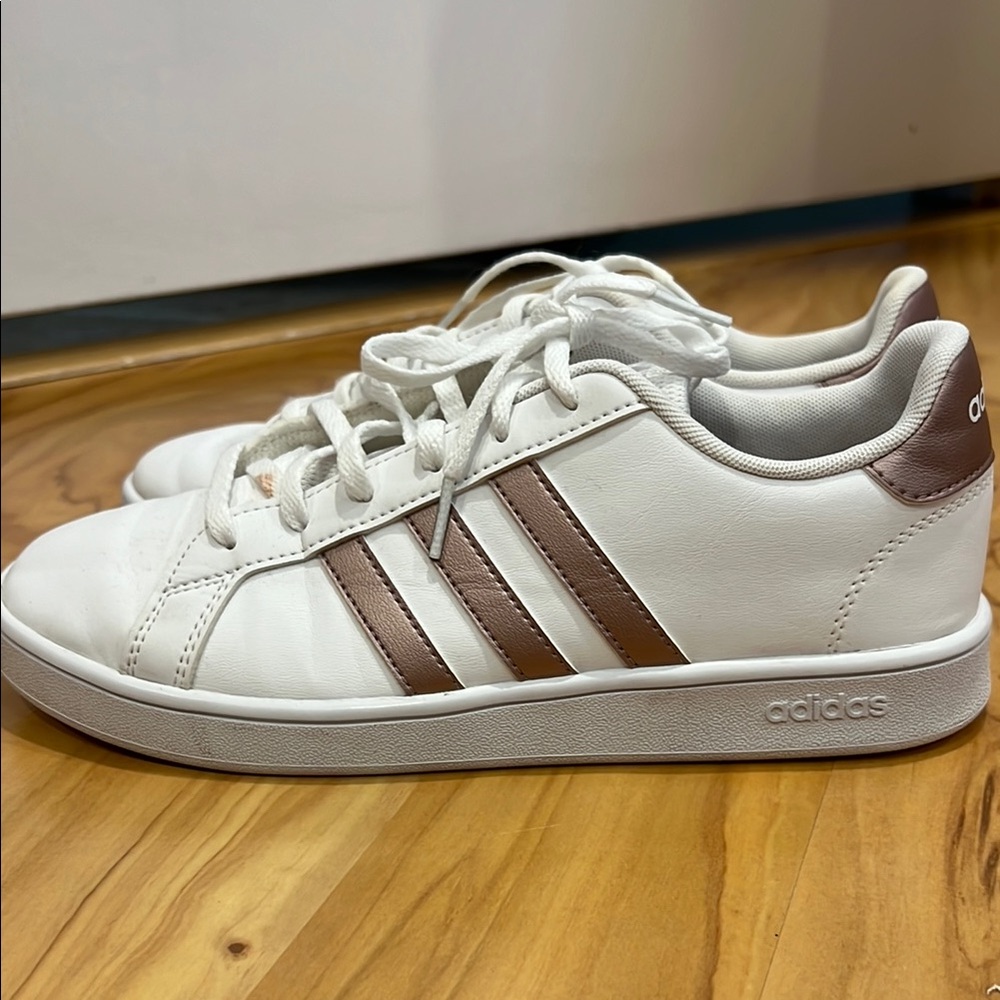 Adidas White and Tan Casual Shoes